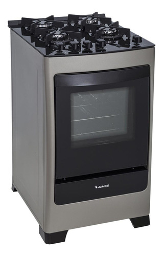 Cocina Gas James C700v Mesa De Vidrio Negro 4 Hornallas Dimm