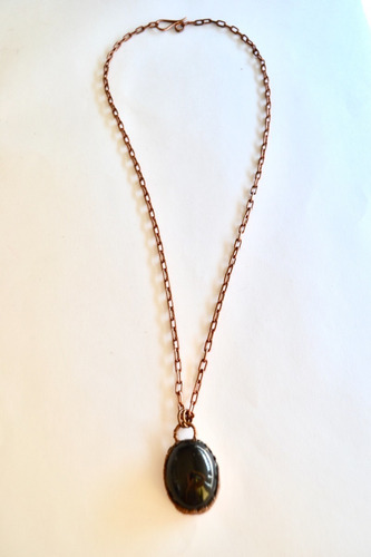 Imagen 7 de 8 de Collar Dije Espejo De Obsidiana Negra, Cadena De Cobre, Cod1