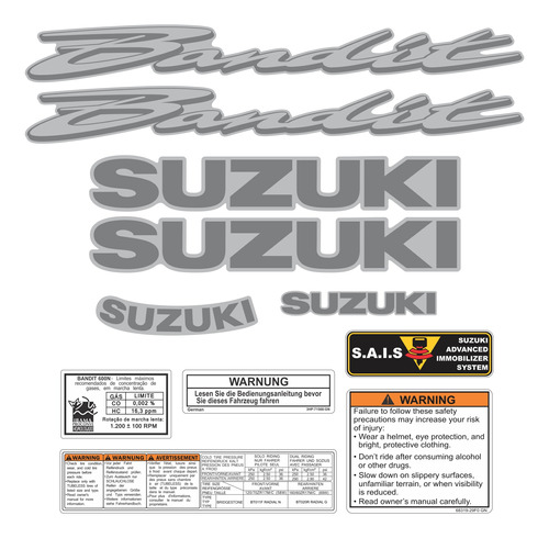 Kit Adesivo Suzuki Bandit 600n 2005 Prata Szb60n0104 Fgc