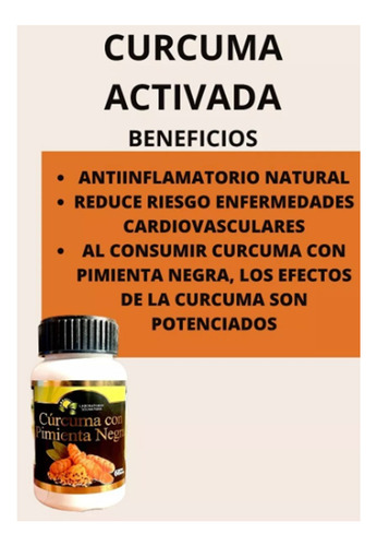 Curcuma Con Pimienta Negra 500mg 60 Capsulas Pack 3 Unid