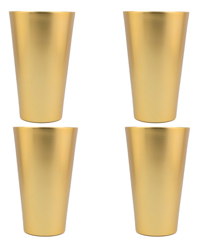Set 4 Vasos De Aluminio Metalizados 630 Ml Color Dorado Nuvo