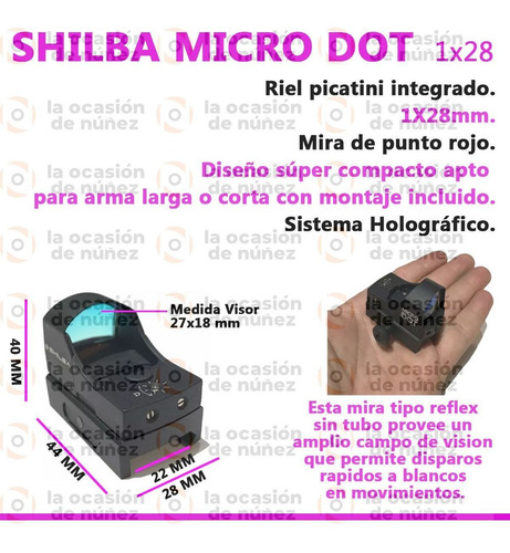 Imagen 2 de 6 de Mira Shilba Micro Dot Holografica Visor 1x28 Mm