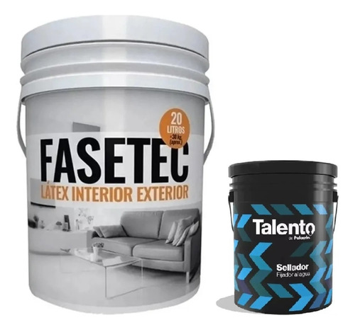 Combo Pintura Facetec Polacrin Látex 20 Lts + Fijador 1 Lt