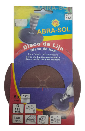 Disco De Lija 120 Para Taladro 115mm Abra-sol X5u E.austral 