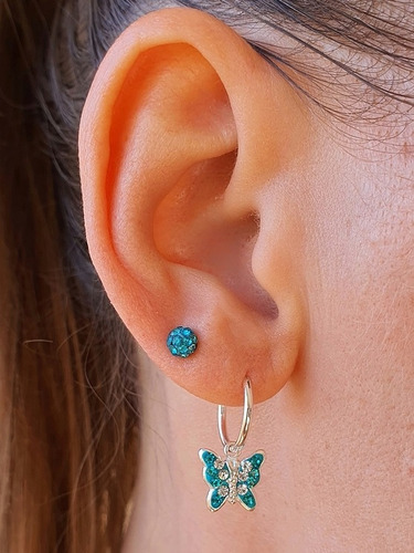 Aros Argollas De Mariposa Para Niña, Plata Aretes Calipso