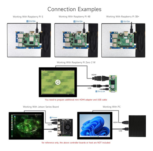 Monitor De Pantalla Hdmi De 8 Pulgadas Waveshare, Compatible