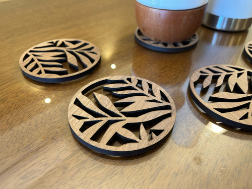Apoyavaso Posavaso Deco Moderno Decoracion De Mesa Mdf Wit Posa Vaso Hojas Hojas Palmera