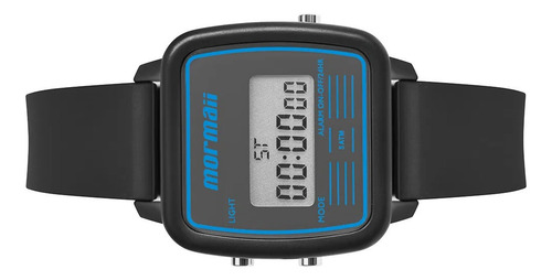 Relógio Masculino Digital Quadrado Preto E Azul Mormaii +nf