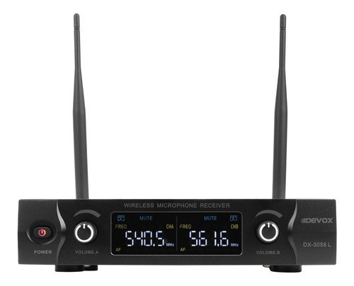 Microfone Sem Fio Duplo Uhf Lapela Devox Dx-3058l Prof Cor Preto