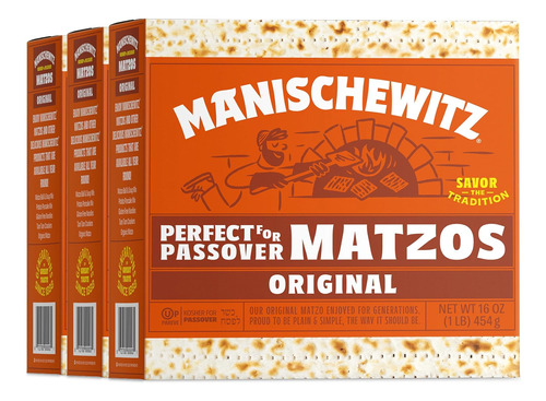 Manischewitz Matzo Kosher Pan Ázimo 454g Paquete 3 Piezas