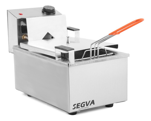 Freidora Eléctrica Acero Inox Segva 8 Lts Industrial + Tapa 