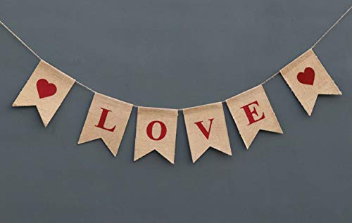 Love Burlap Banner - Bandera De La Boda Home Décor - Valenti