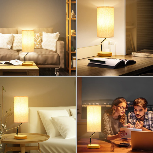 Lámpara De Mesa Timegoa Led Cargador Inalámbrico Crema