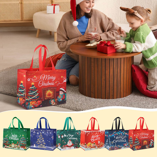 Bolsa Navideña No Tejida De 6 Piezas Para Decoración, Bolsa
