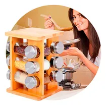 Comprar Especiero Condimentero Giratorio Set 12 Frascos Bambu Cocina
