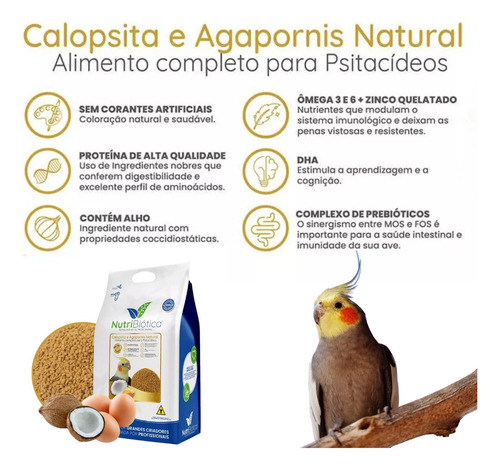Ração Extrusada Calopsita Periquito Agapornis Super Premium Natural Completo E Balanceado 5kg