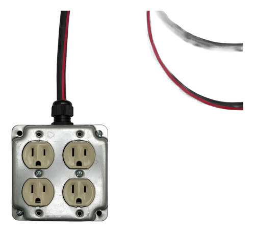 Extensión De Uso Rudo Cable Indiana 4 Tomas Calibre 2*12 10m Rojo