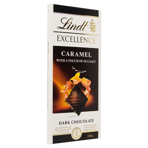 Imagem 3 de 4 de Chocolate Amargo com Pedaços de Caramelo e Flor de Sal Excellence Lindt sem glúten caixa 100 g