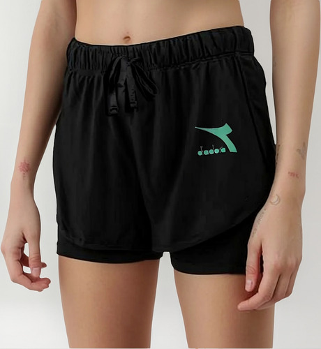 Short Deportivo Con Calza Diadora Wal C/negro - Mujer