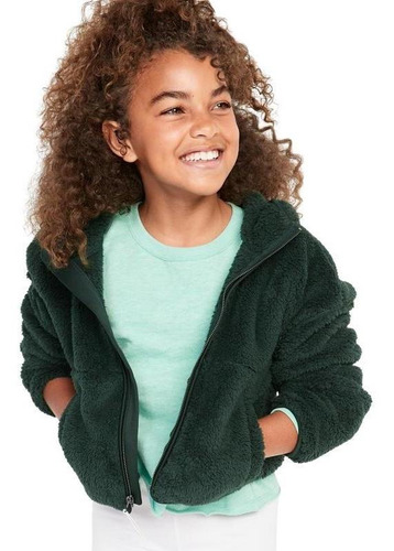 Polar Niña Old Navy Con Cierre Y Capucha Dynamic Verde