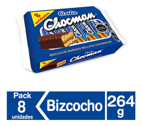 Bizcocho Chocman Costa 33gr - 8 Unidades