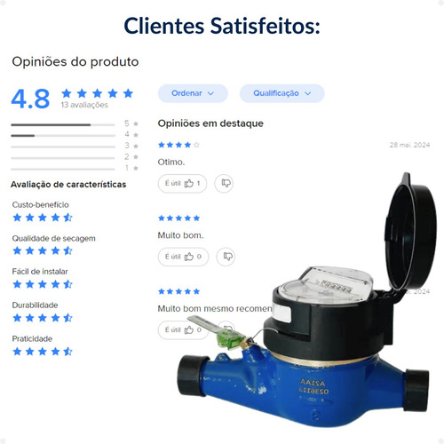 Kit 7 Hidrometro Multijato 3 X 1/2 Accell E Conexões