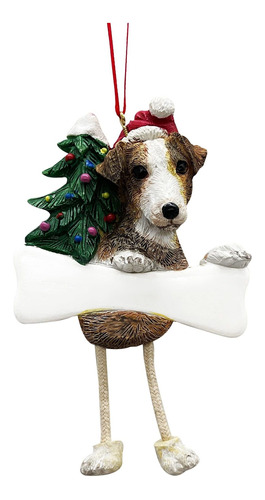 Jack Russell Ornamento Con Patas De Dangling Pintado A Mano 