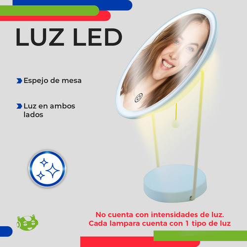 Espejo Luz Led Con Lámpara Tocador De Mesa Maquillaje Slim Company Touch Brillo Ángulo Ajustable Recargable