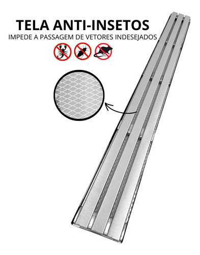 20 Ralos Linear 10x100 Inox 304 Netuno Com Tela Anti Insetto