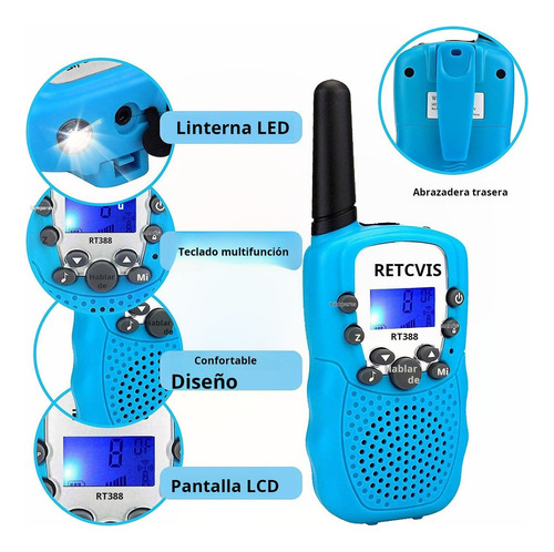 ..radio Walkie Talkie Para Niños Con 22 Canales 3 Millas 2 P