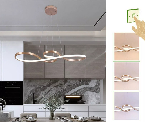 Lustre Pendente Moderno Rose Gold Infinito Cifra 50w Cabo 2m Luz 3/1 - Green Age