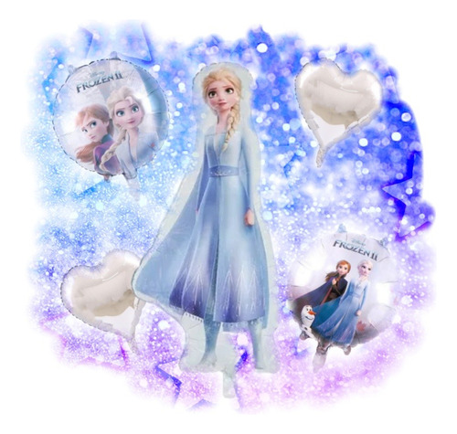 Kit De 5 Globos Frozen La Película Elsa Anna Disney Fiesta
