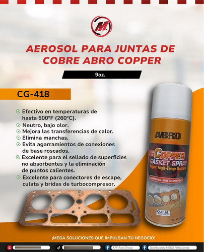 12 Aerosoles Para Juntas De Cobre Abro Copper, 9oz.