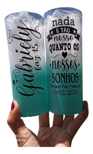 100 Copo Long Drink 350ml Acrílico Degradê Personalizado