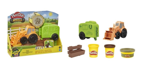 Imagen 3 de 3 de Play Doh Wheels Tractor Juguete Para Niños Con 3 Masas Molde