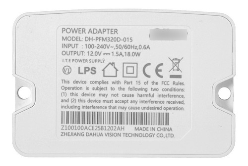 Fuente De Poder Pfm320d-015 De 12v 1.5 Amp Dahua Indicador