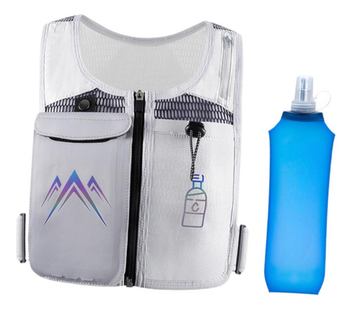 Colete De Hidratação Mochila Ajustável Cinza Com Garrafa