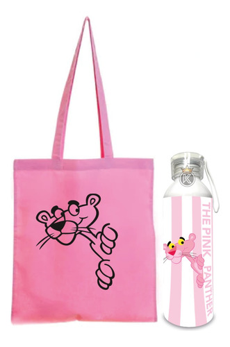 Tote Bag Pantera Rosa + Botella En Aluminio - Estampaking