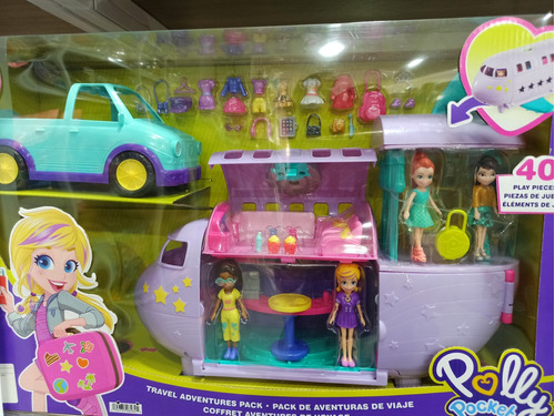 Polly Pocket Travel/ Avión Carro / 40piezas Juguetes Niñas