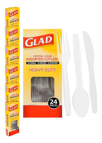 Pack 144 Cubiertos Plástico Duro Transparentes Glad Fiesta Color Transparente