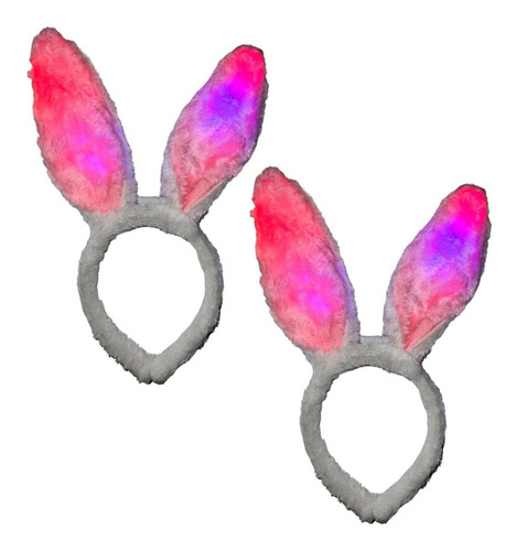 22 Orejas Conejo Luz Led Diadema Luminosa Playboy Fiesta