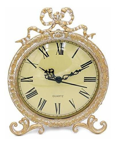 Divertido Vintage Reloj De Mesa De Peltre Vintage Con Lazo D