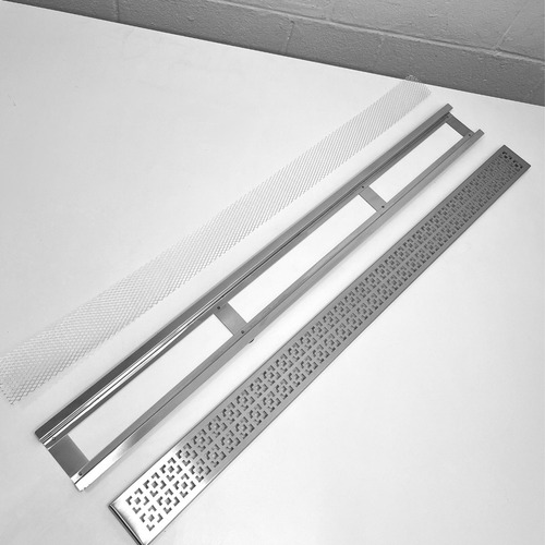 Ralo Linear Grelha 10cm X 1 Metro Inox Dubai Com Tela