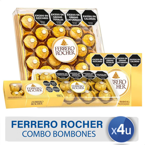 Combo Bombones Ferrero Rocher Chocolate Y Avellana Dulces