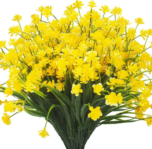 8 Paquetes Flores Artificiales De Exterior Narciso Amarillo