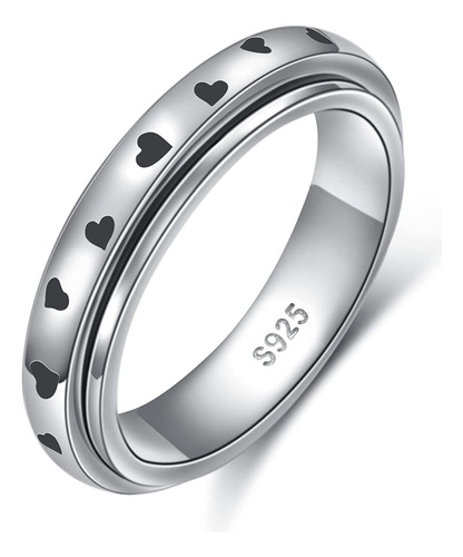 Sterling Silver Spinner Ring For Women Fidget Band Rings Rel