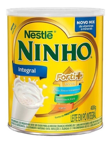 Leche de fórmula en polvo sin TACC Nestlé Ninho Forti+ Integral en lata de 1 de 400g - 0  a 12 meses