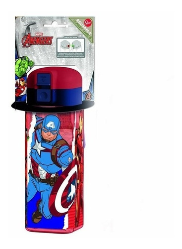 Vaso Botella Cuadrada Robot Infantil Avengers 550ml Sp830