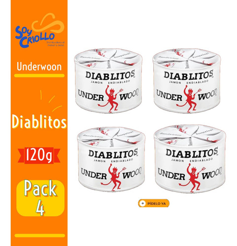 Diablitos Underwood Jamón Endiablado De 120g Pack De 4 Und 