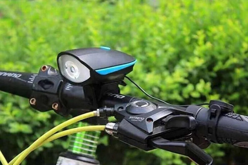Farol Lanterna Recarregável Bike Bicicleta Led Com Buzina